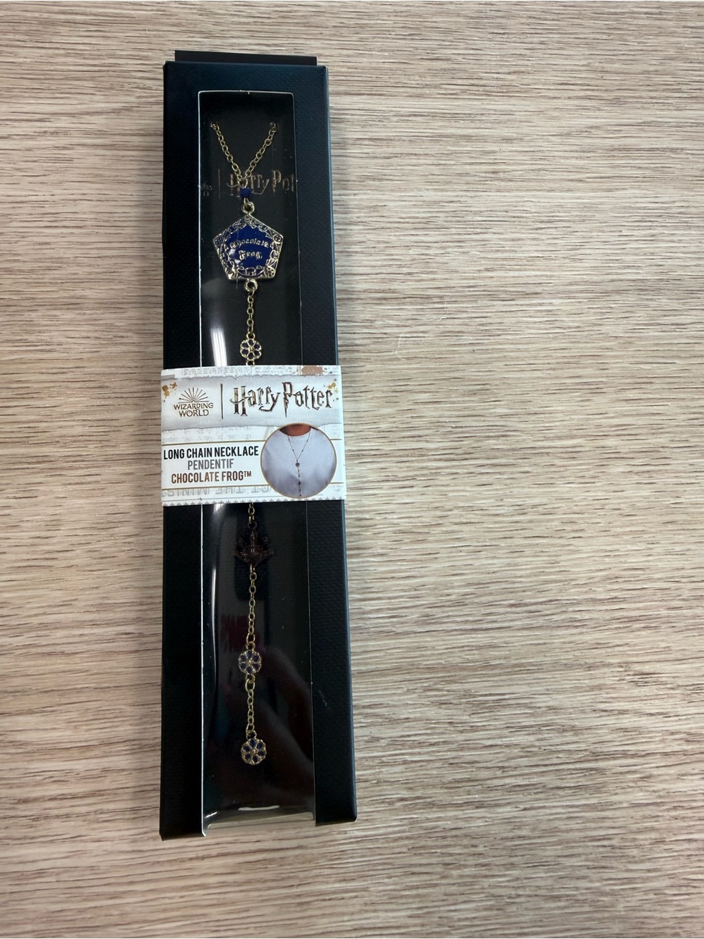 Harry Potter Gold & Blue Chocolate Frog Long Chain Necklace